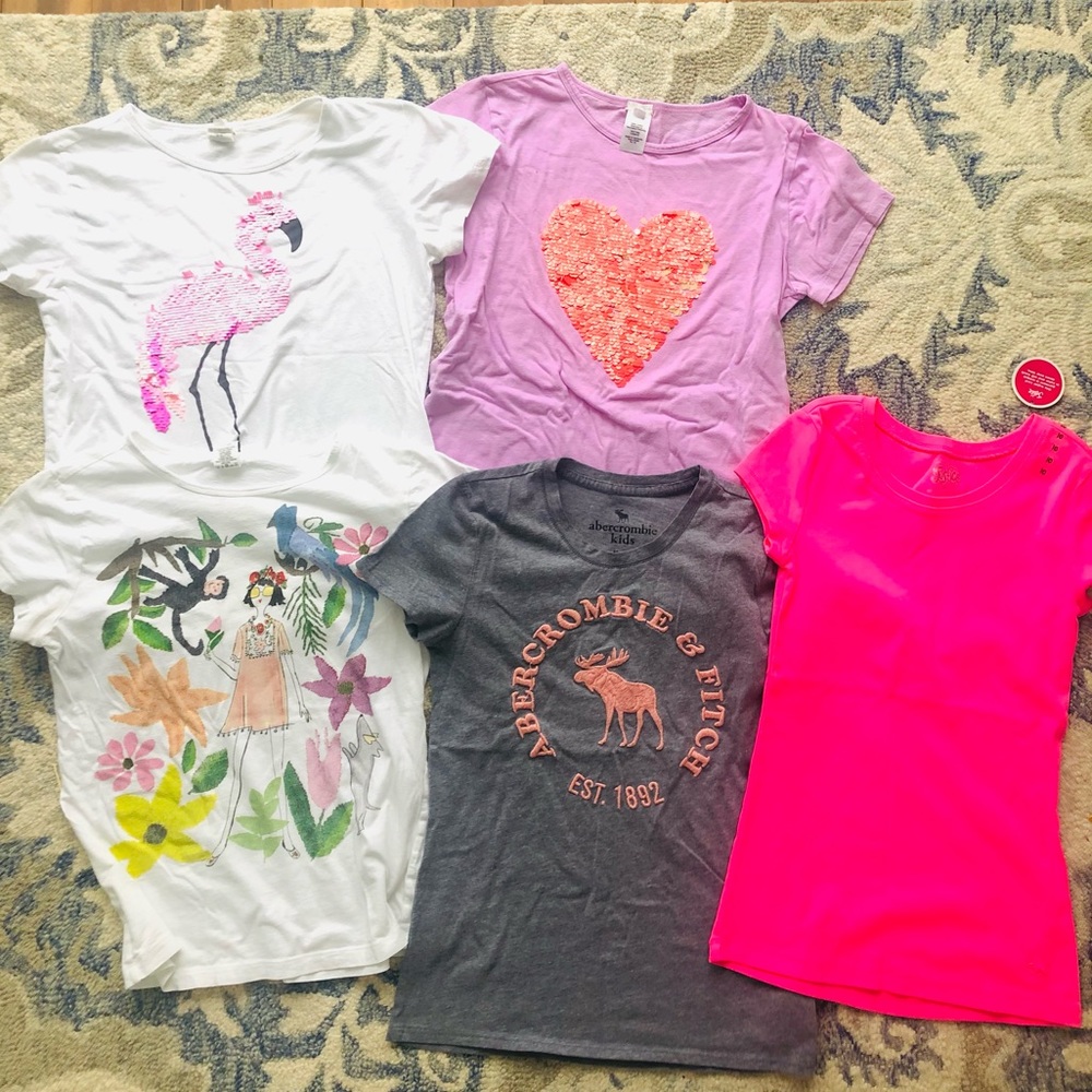 Lot of girls T-shirts crewcuts, Abercrombie, 10-14